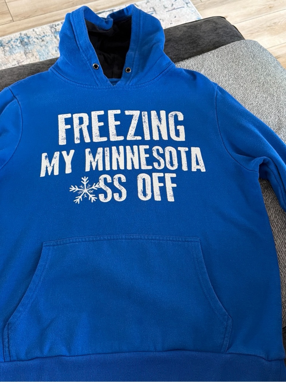Blue Men’s Hooded Pullover Sweater - Freezing My Minnesota